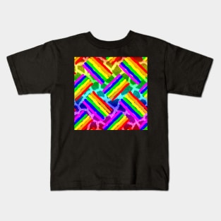 Rainbow Leapord & Rainbow Rought Stripes Thatched Kids T-Shirt